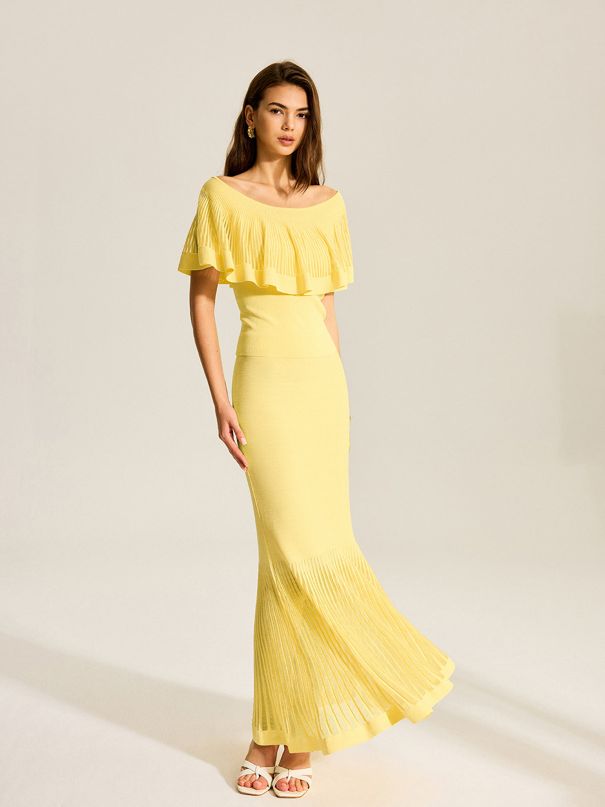 Tulle-Paneled Knitted Skirt | Elegant A-Line Midi Design