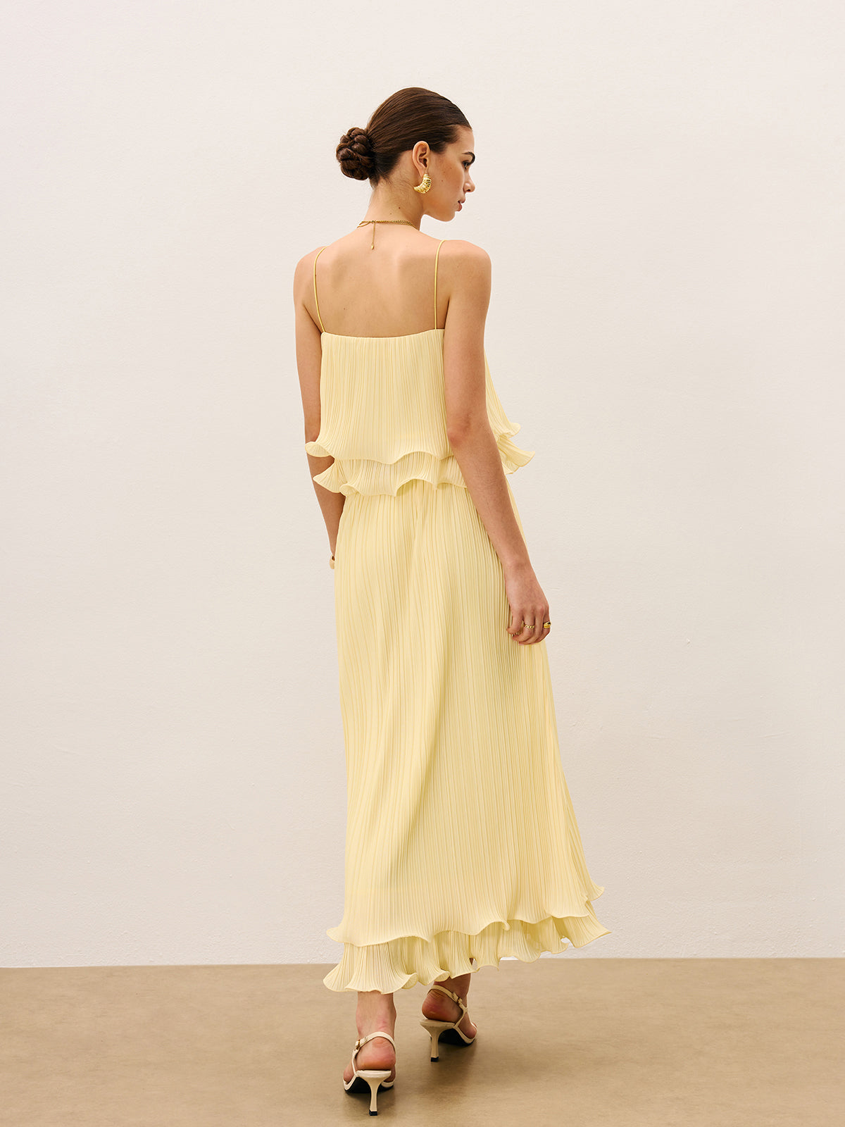Pleated Layered Ruffle Skirt Set for Women's Elegant Fashion