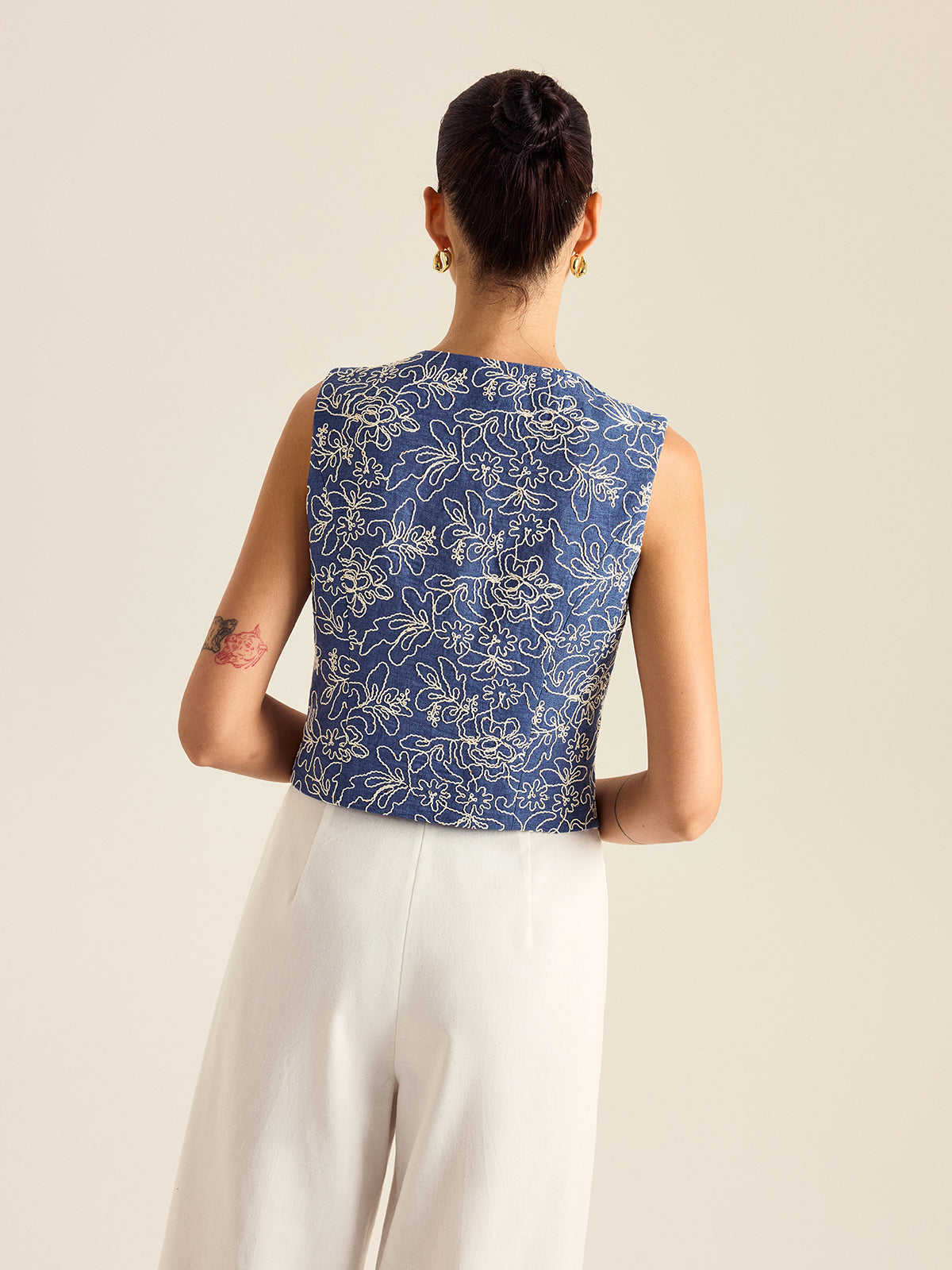 Floral Embroidered Vest for Casual or Formal Wear