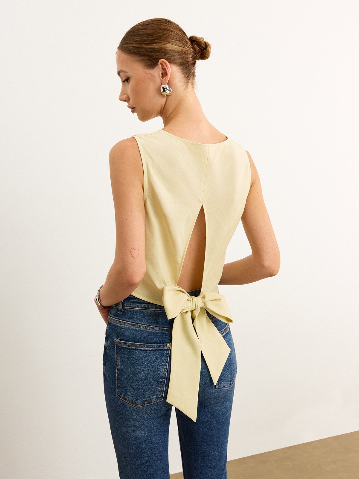 Tie-Back Bow Tank Top Flowy Summer Style Women's