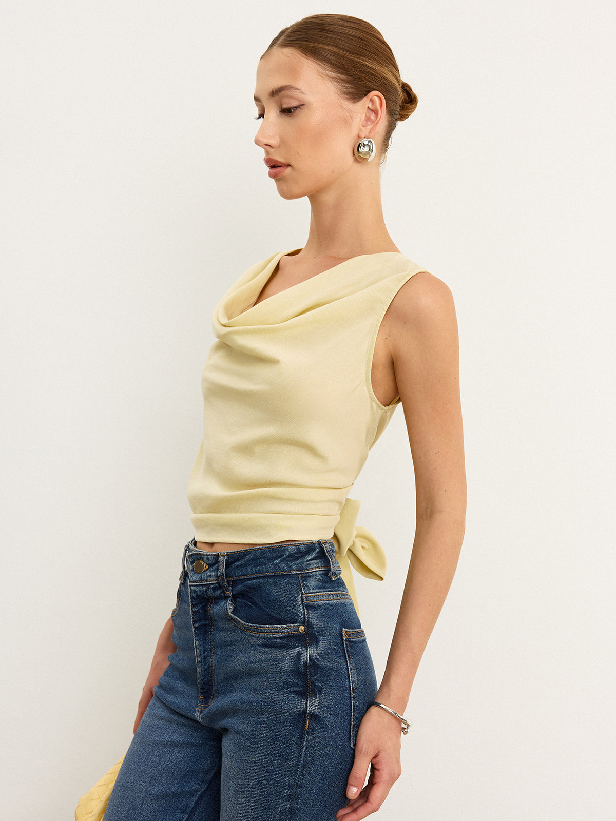 Tie-Back Bow Tank Top Flowy Summer Style Women's