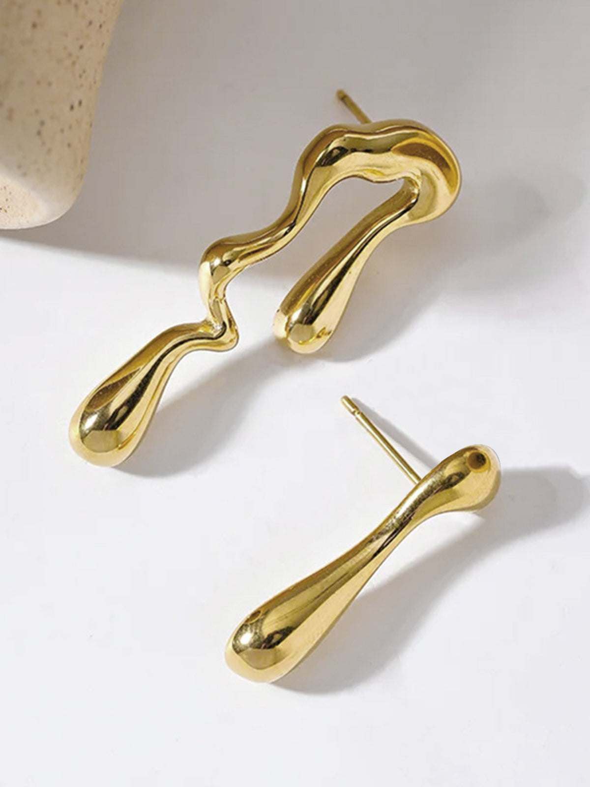 Asymmetrical Water Drop Earrings Handcrafted Unique Design