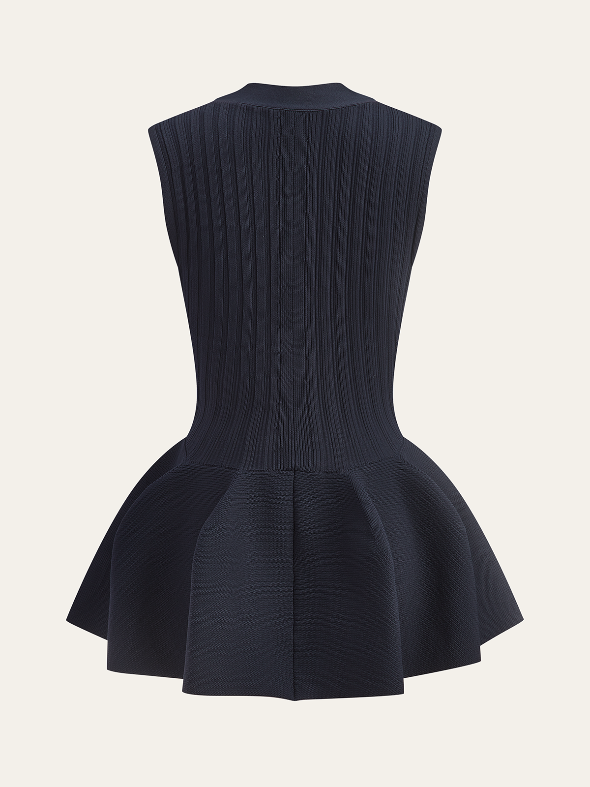 Structured Peplum Button-Up Knit Vest for Women Office Casual Wear