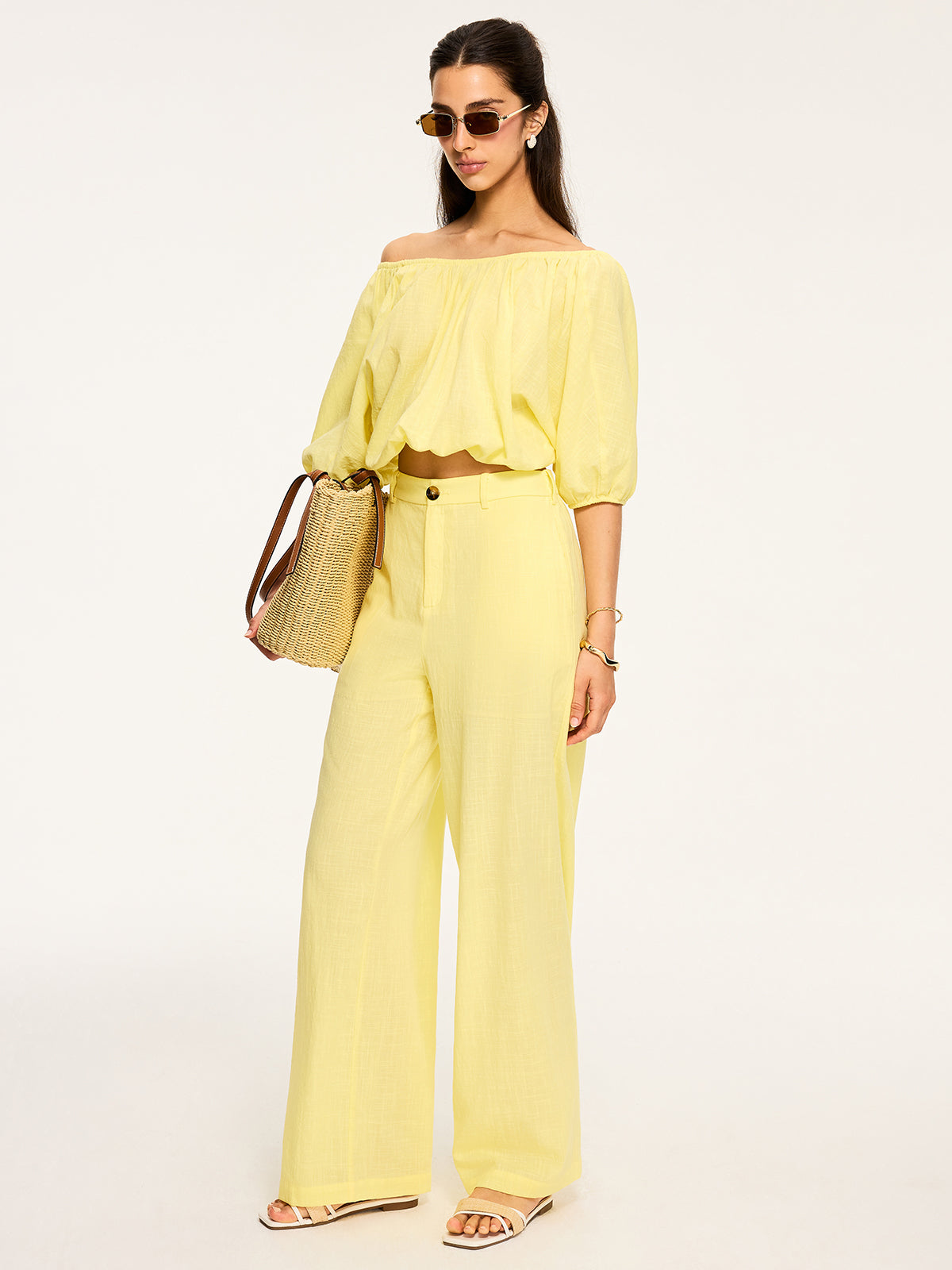 Puff-Sleeve Back-Tie Blouse for Women Trendy Casual