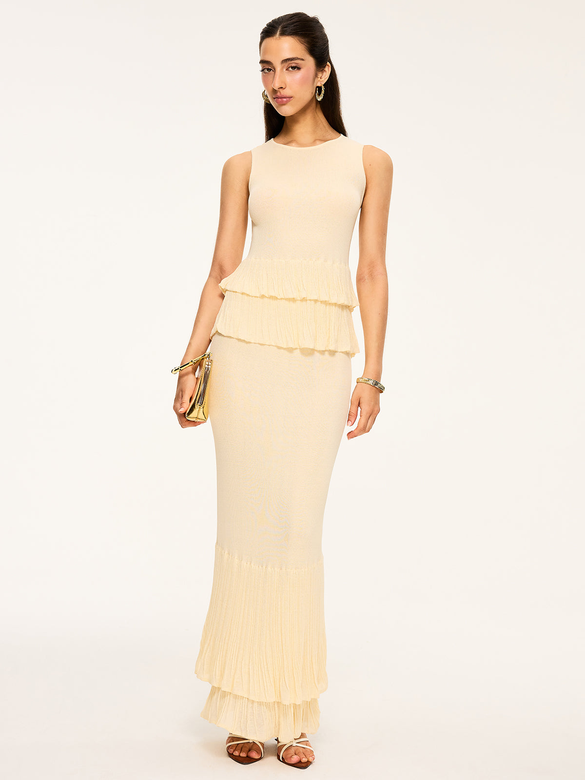 Knit Ruffle Sleeveless Top for Women, Casual Summer Style