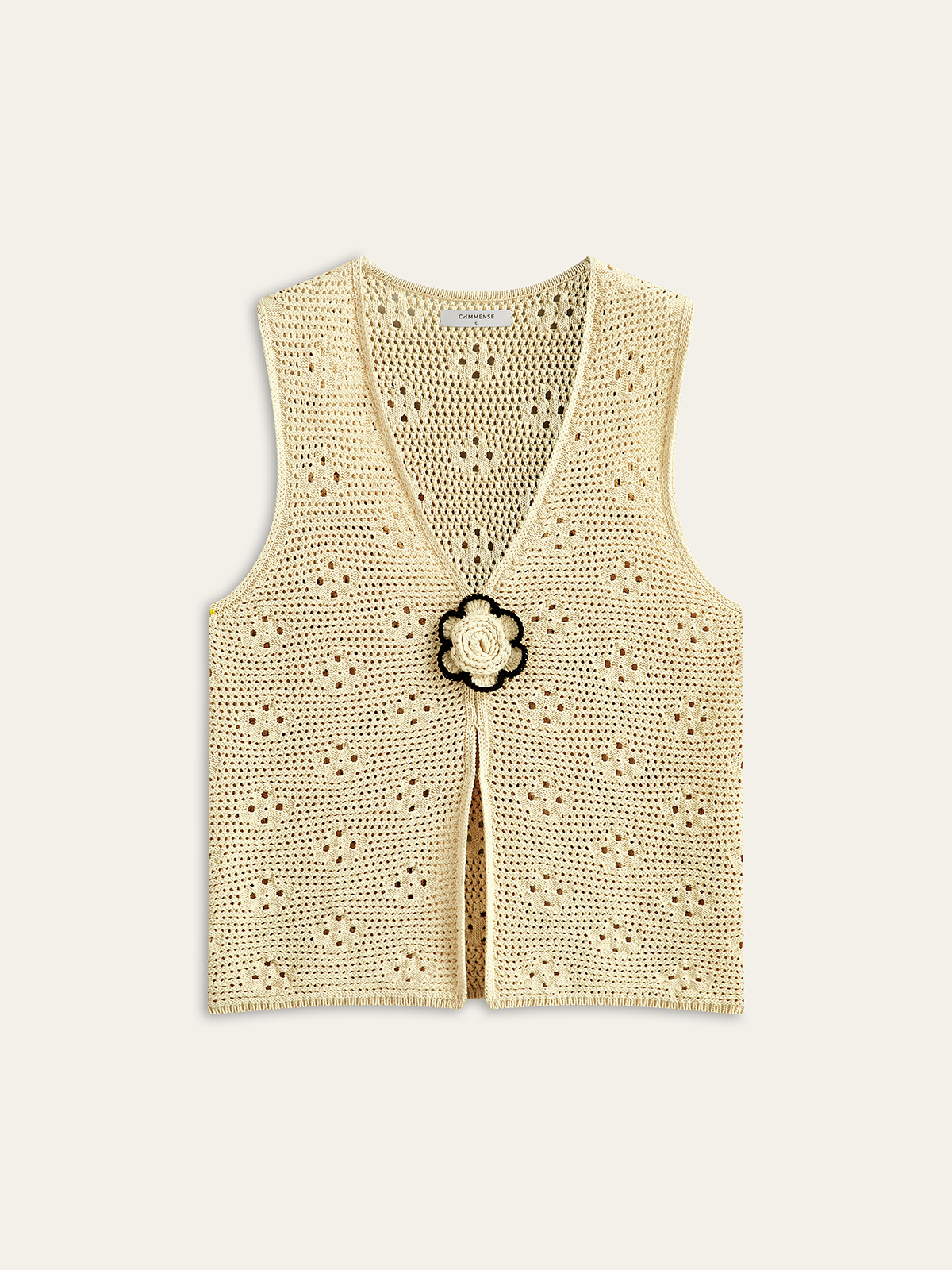 Crochet Knit Vest with Floral Detail Handmade Womenswear Fashion