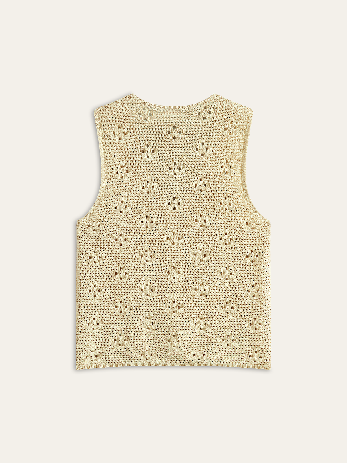 Crochet Knit Vest with Floral Detail Handmade Womenswear Fashion