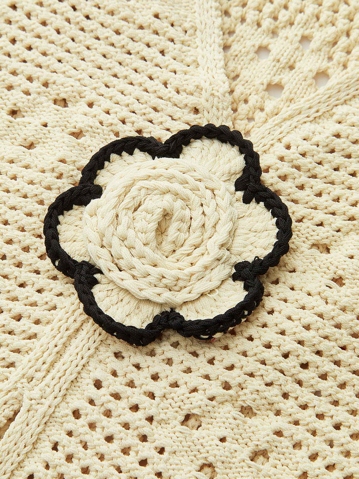 Crochet Knit Vest with Floral Detail Handmade Womenswear Fashion