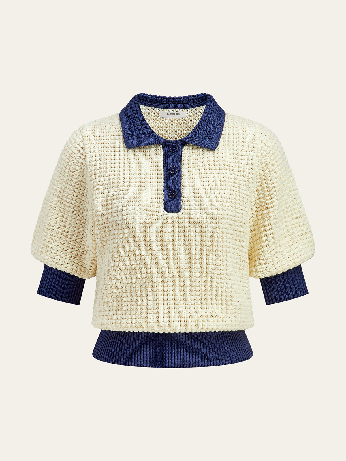 Crochet-Knit Polo Top for Women Casual Wear