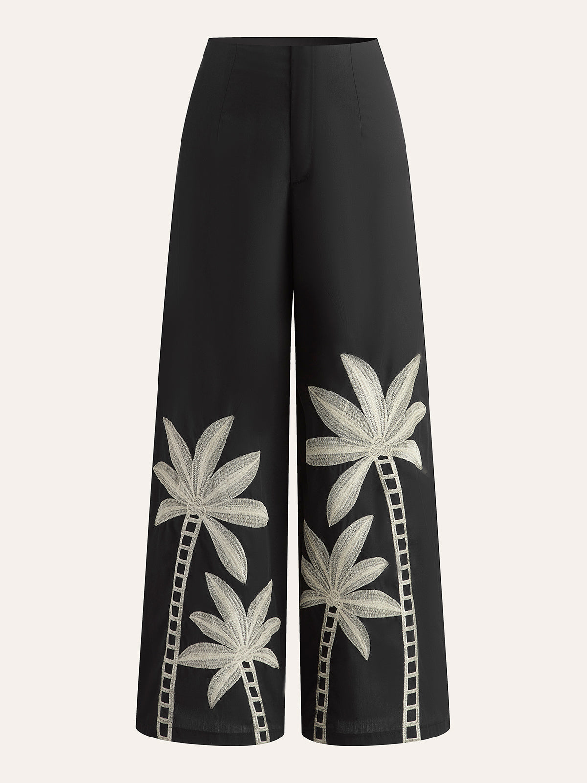 Embroidered High-Waist Wide-Leg Pants for Women Casual Comfort Fit