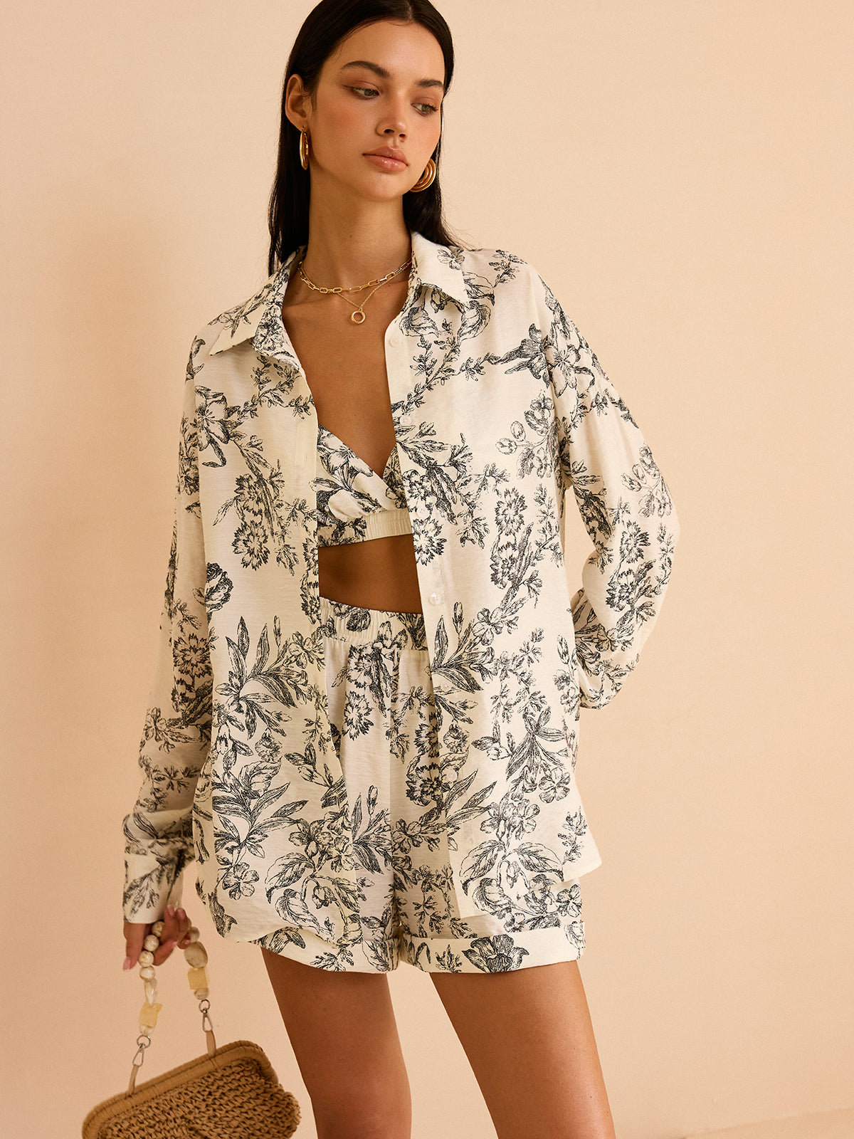 Floral Print Three-Piece Set Trendy Summer Outfit Essentials