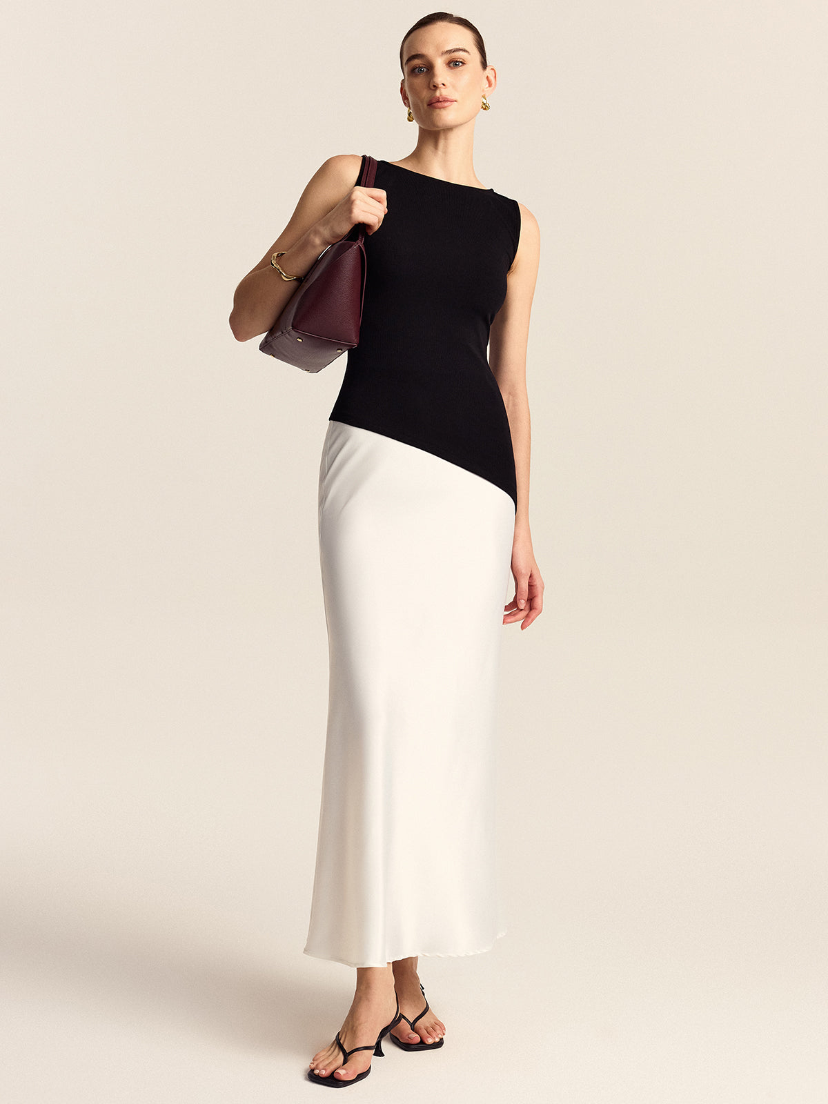 Asymmetric Hem Boat Neck Sleeveless Knit Top Women's Casual Summer Wear