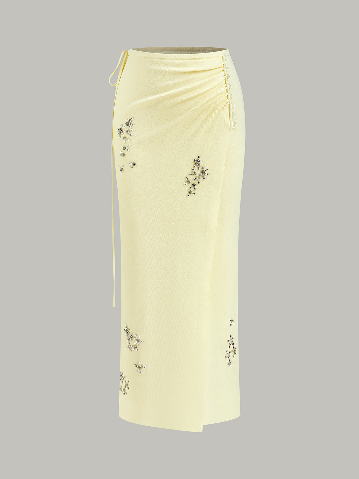 Wrap Skirt with Crystal Embellishments and Elegant Hem Detail