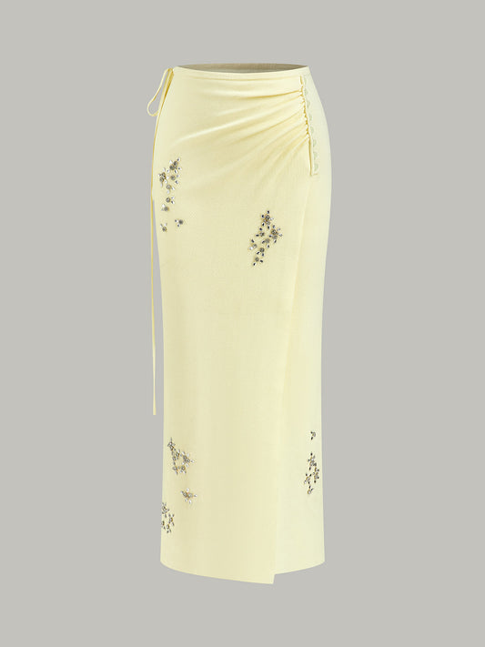 Wrap Skirt with Crystal Embellishments and Elegant Hem Detail