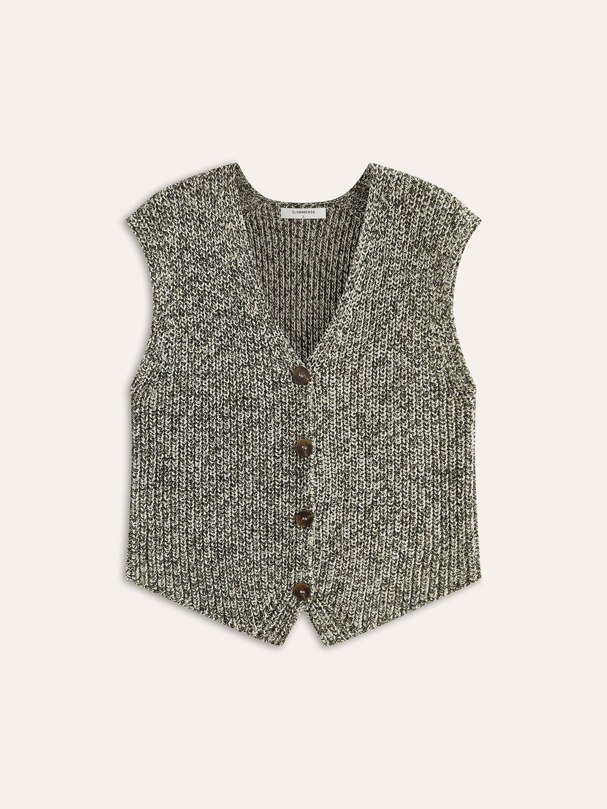 Knit Button-Down Vest with Side Pockets for Women