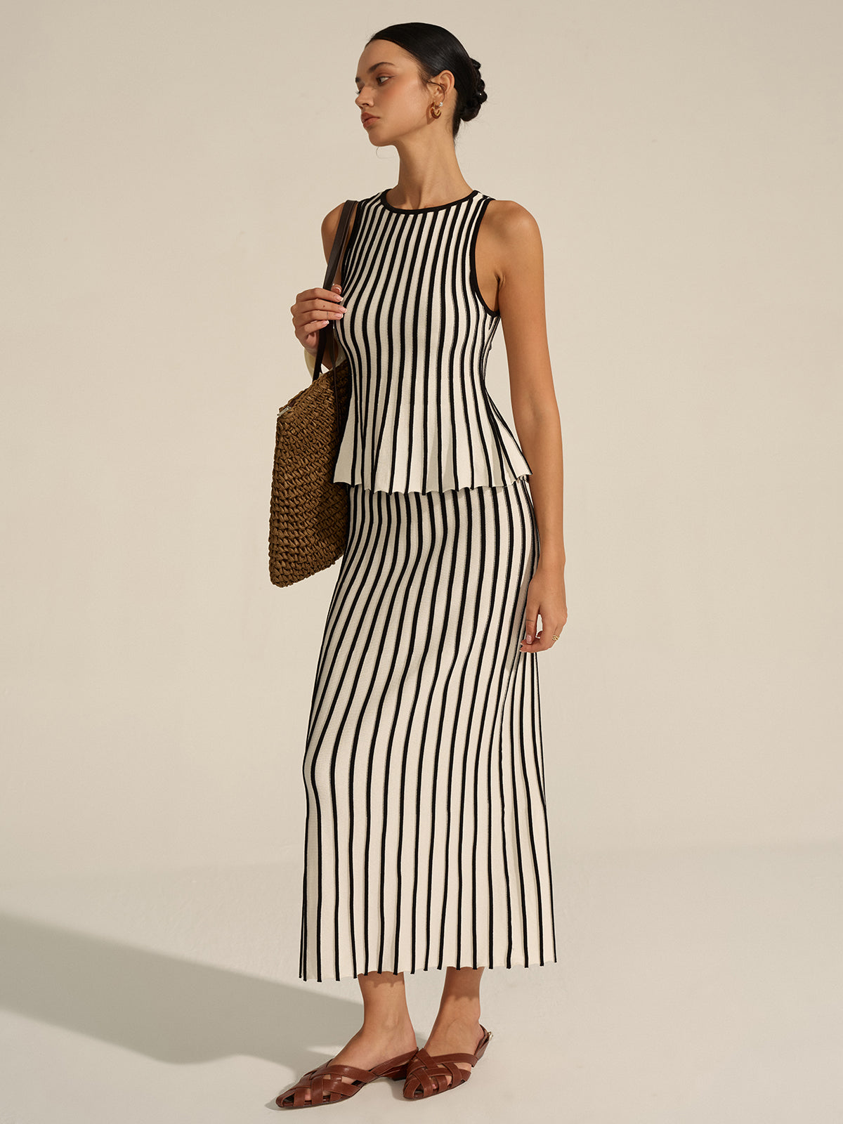 Striped Knit Co-ord Set Comfortable Casual Everyday Wear