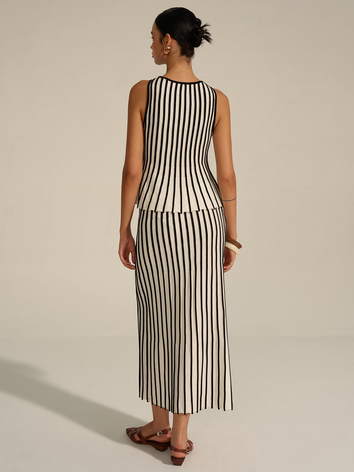 Striped Knit Co-ord Set Comfortable Casual Everyday Wear