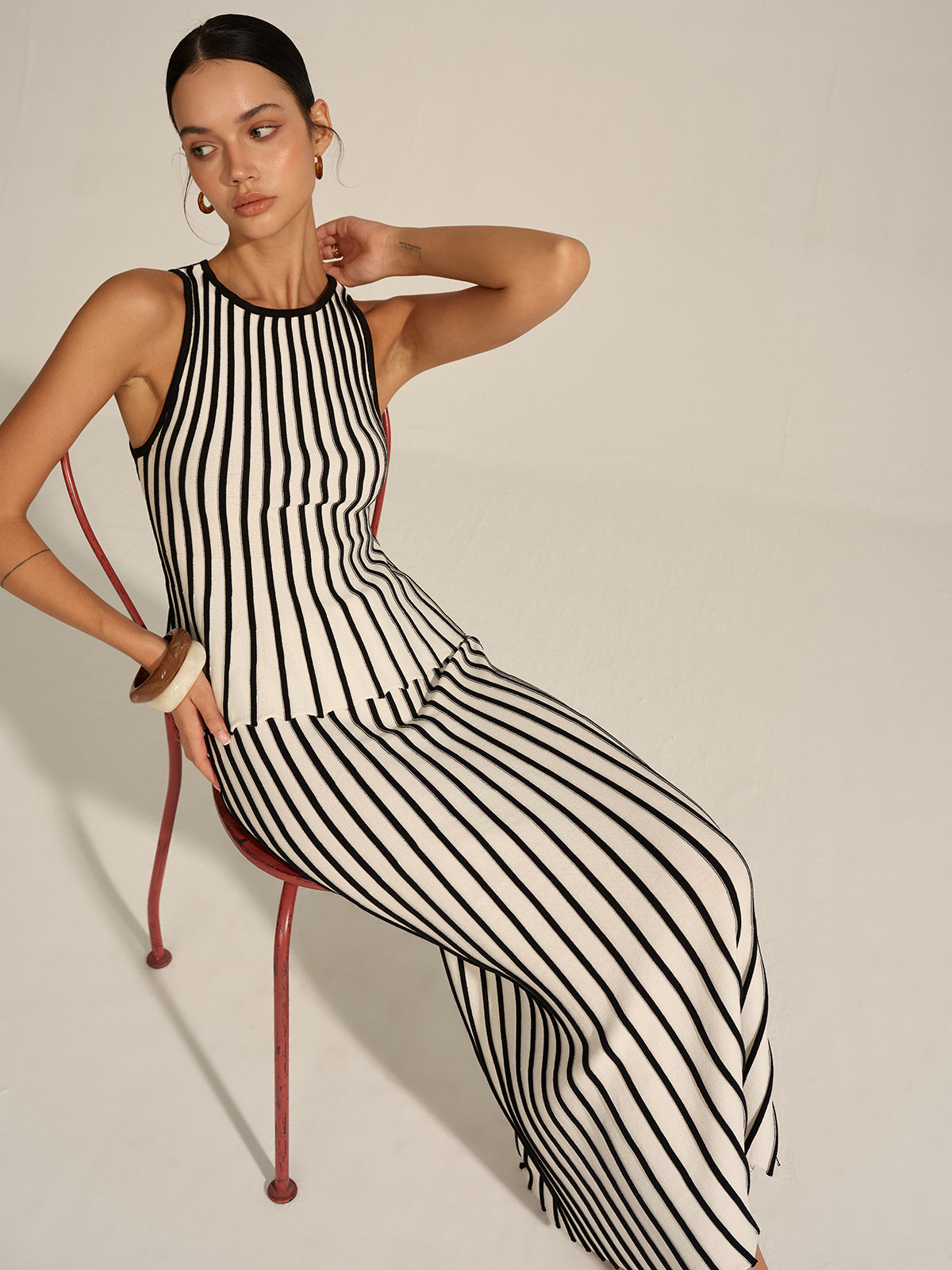 Striped Knit Co-ord Set Comfortable Casual Everyday Wear