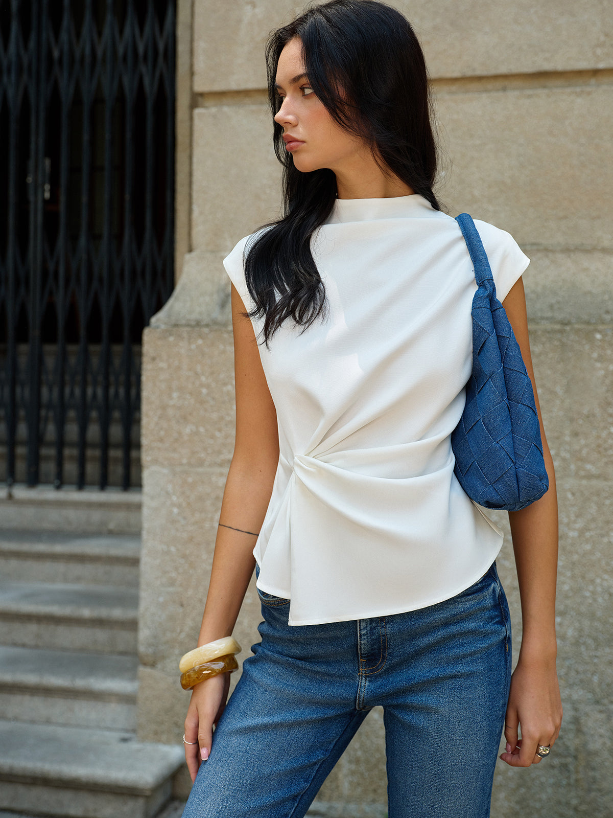 Sleeveless Ruched Top for Women Casual Summer Wear