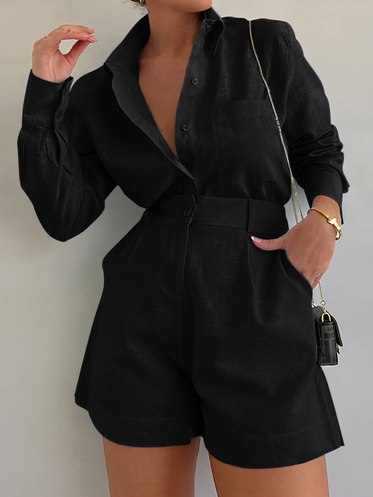 Long Sleeve Loose Shorts Set Casual Comfortable All Seasons Wear