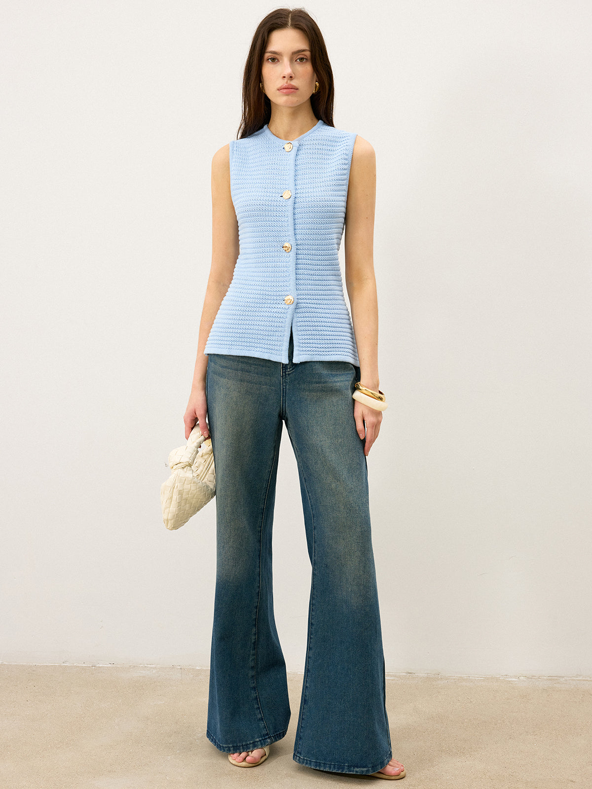Button-Front Knit Vest for Casual Layering