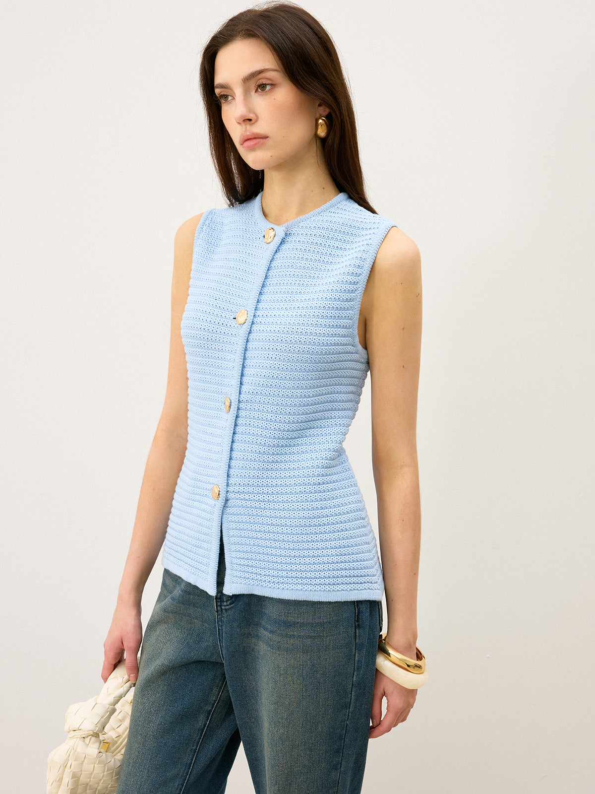 Button-Front Knit Vest for Casual Layering