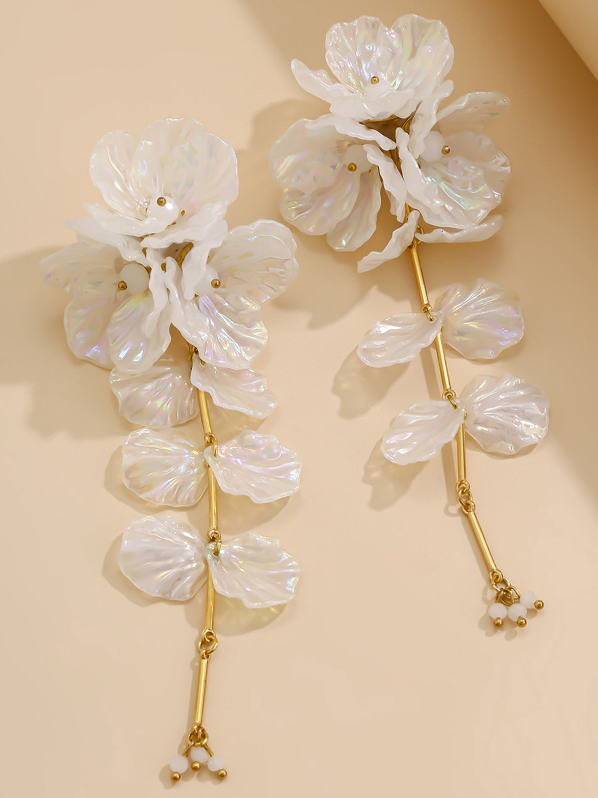 Floral Iridescent Drop Earrings Handcrafted Unique Women's Jewelry