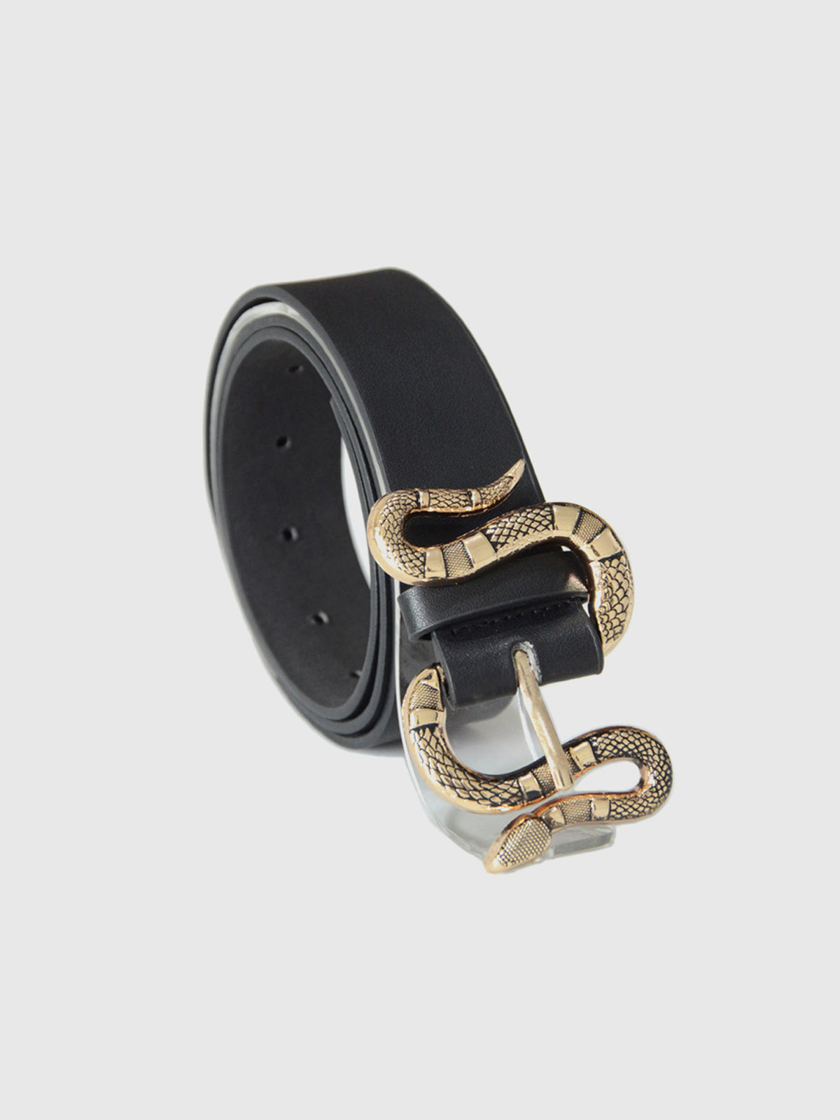 Snake Buckle Leather Belt for Stylish Casual Wear