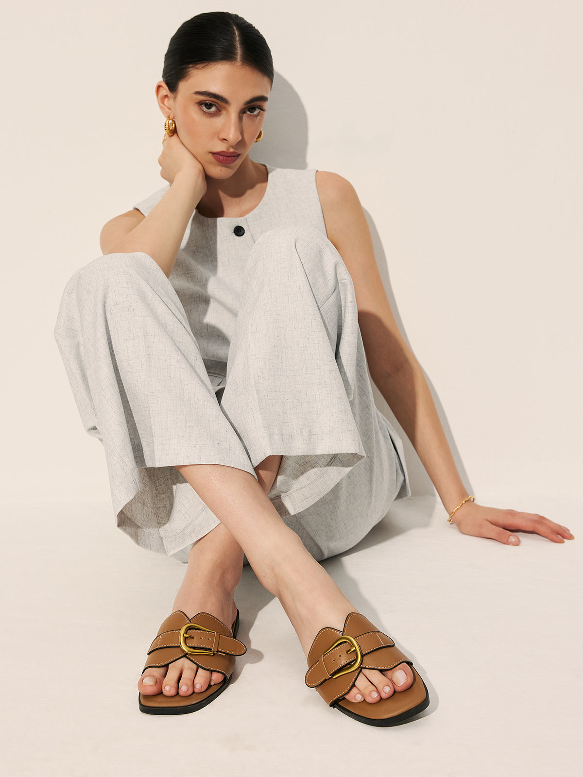 Buckled Strap Slide Sandals for Summer Outdoor Wear