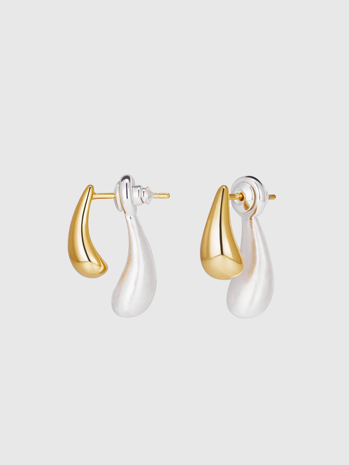 Two-Tone Water Drop Earrings Elegant Modern Handcrafted Jewelry