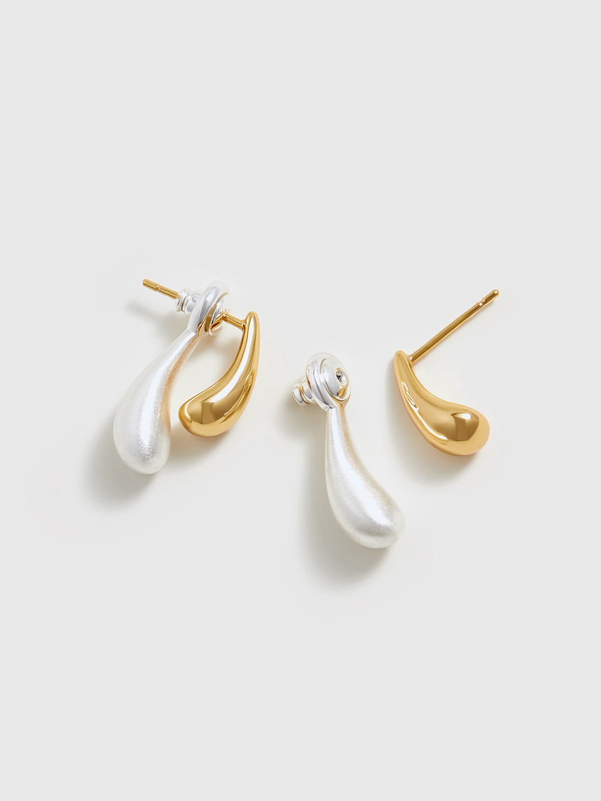 Two-Tone Water Drop Earrings Elegant Modern Handcrafted Jewelry