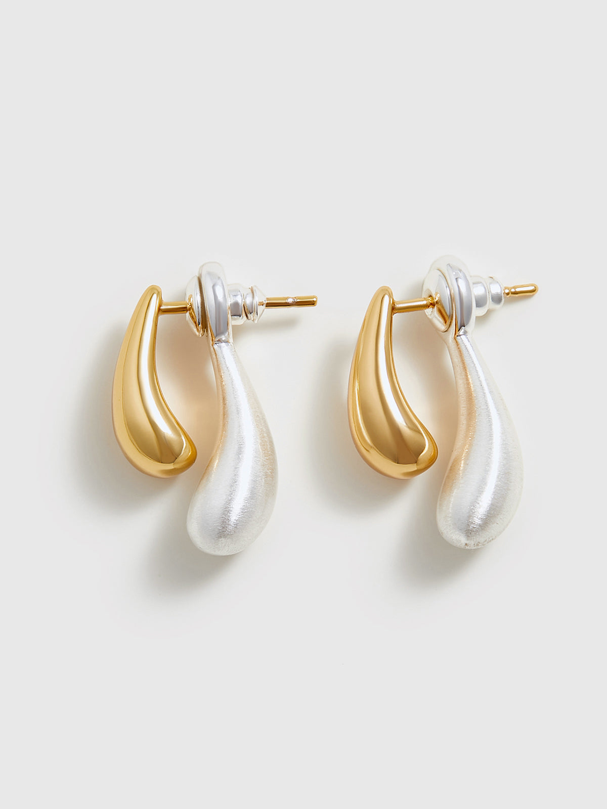 Two-Tone Water Drop Earrings Elegant Modern Handcrafted Jewelry