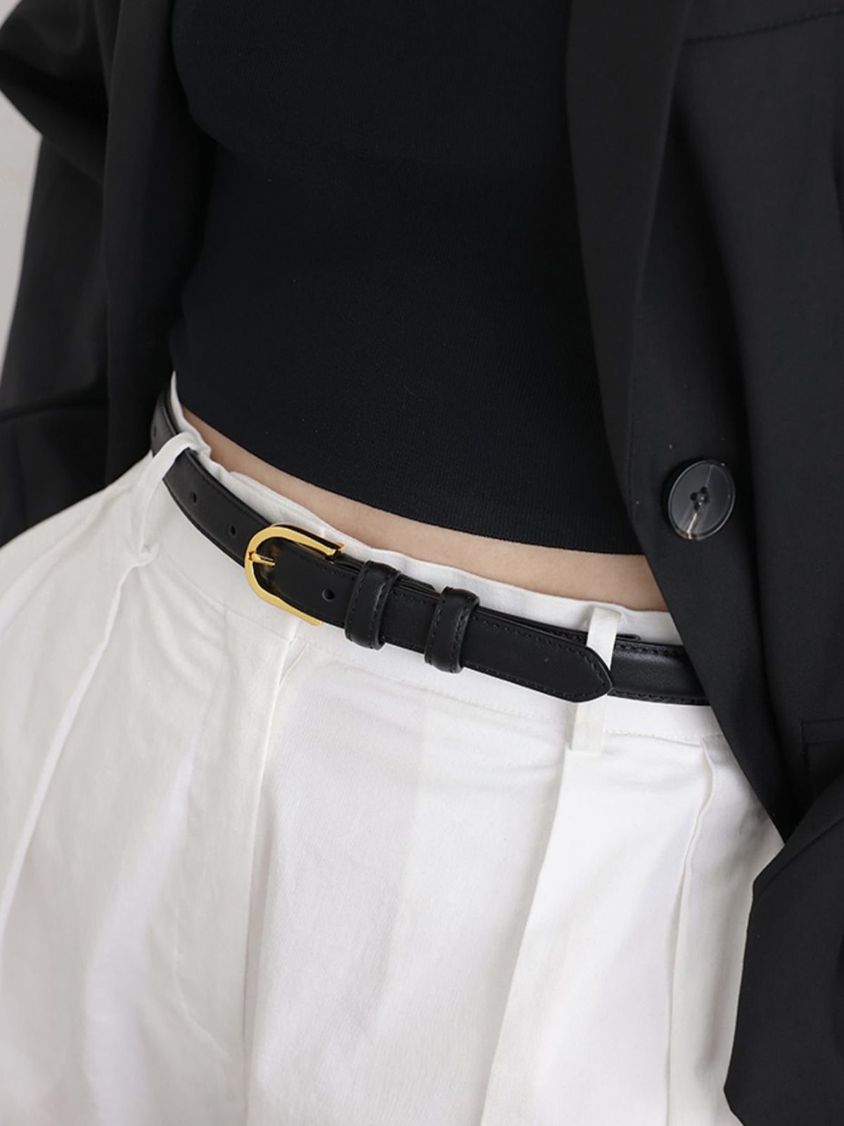 Vintage Buckle Belt - Genuine Leather Adjustable Strap