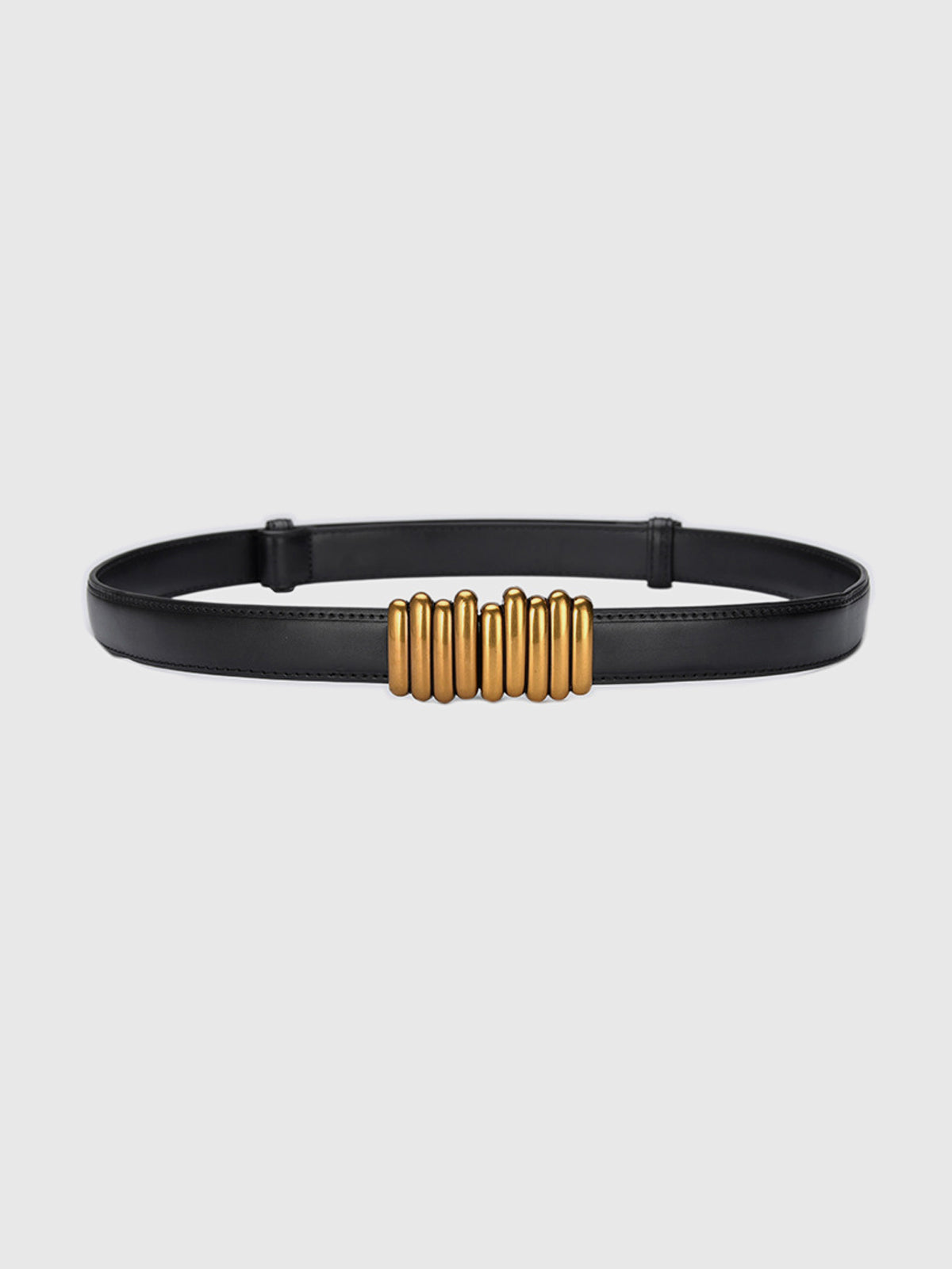 Vintage Faux Leather Belt with Classic Buckle Closure