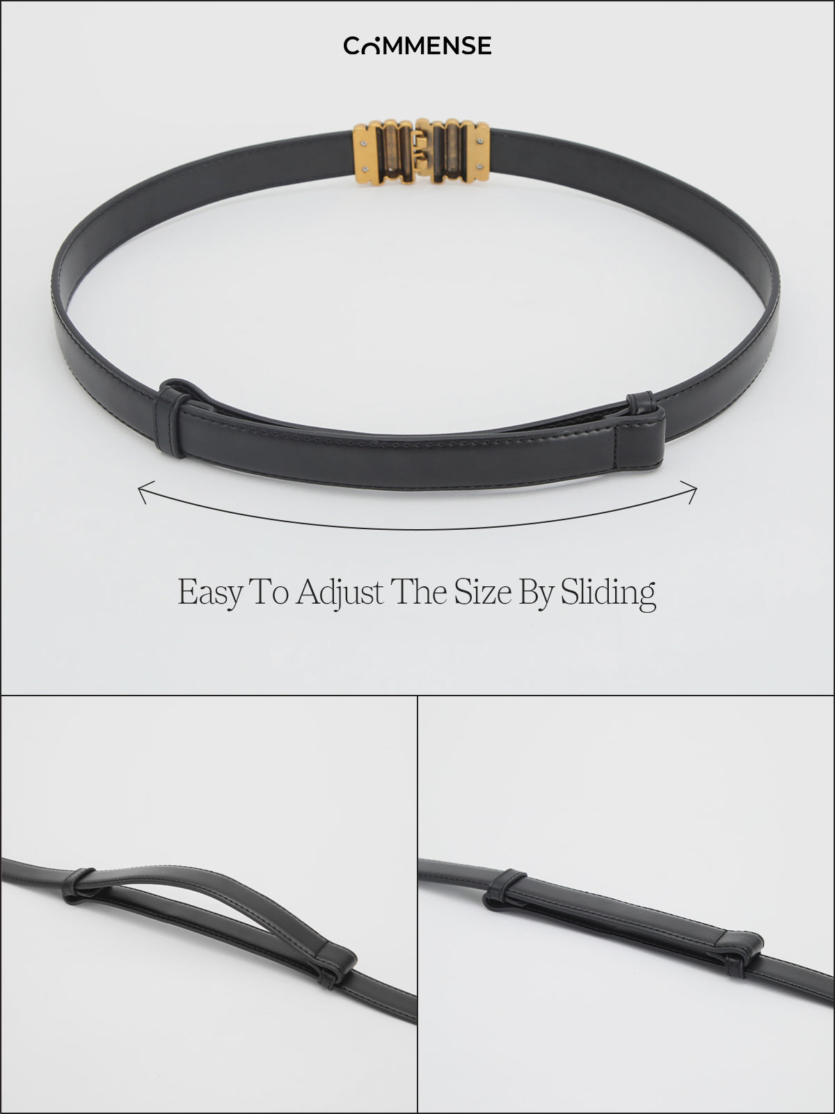 Vintage Faux Leather Belt with Classic Buckle Closure