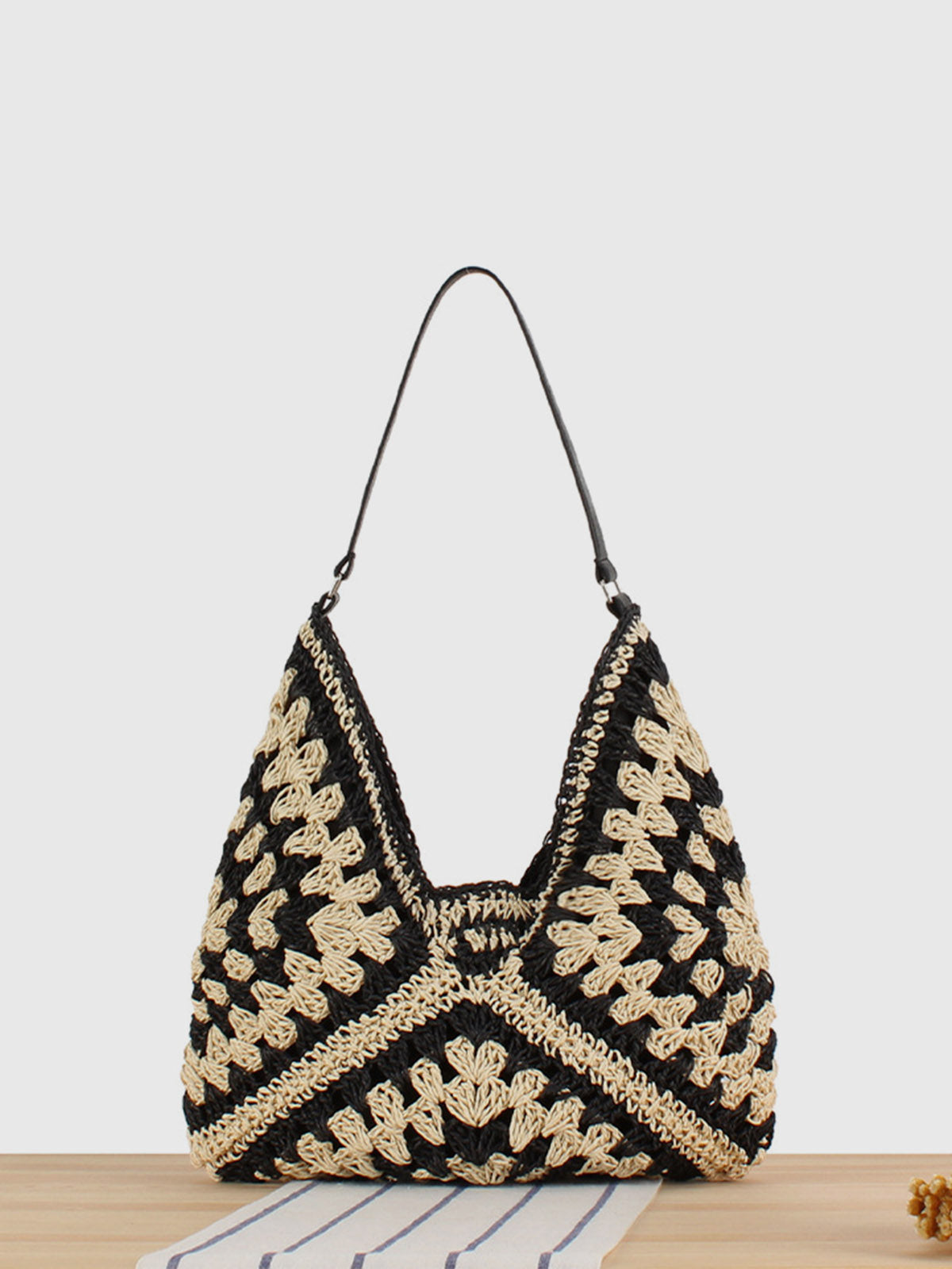 Vintage Crochet Macrame Shoulder Bag Handmade Boho Style