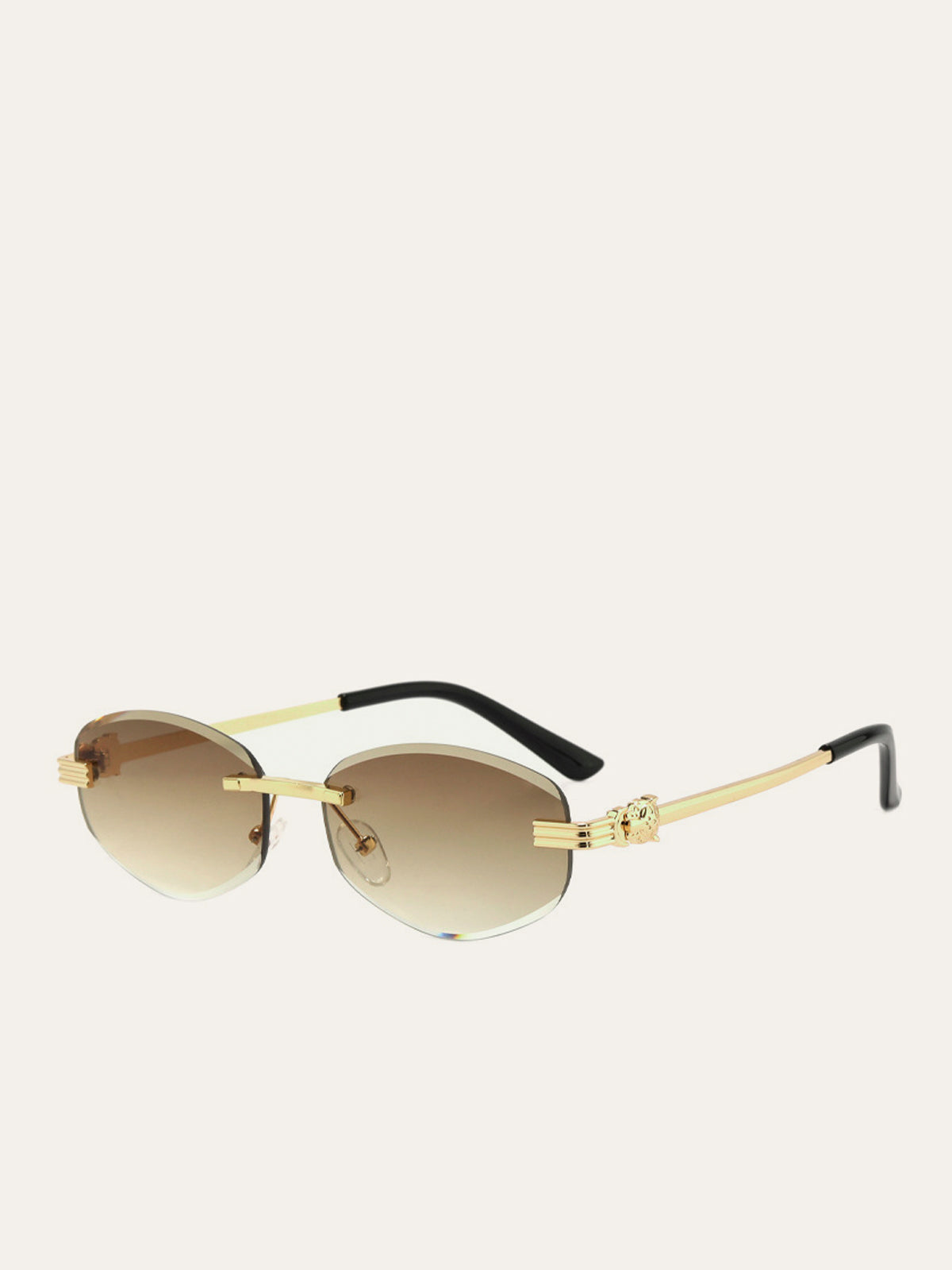 Golden Rimless Gradient Sunglasses for Women UV Protection