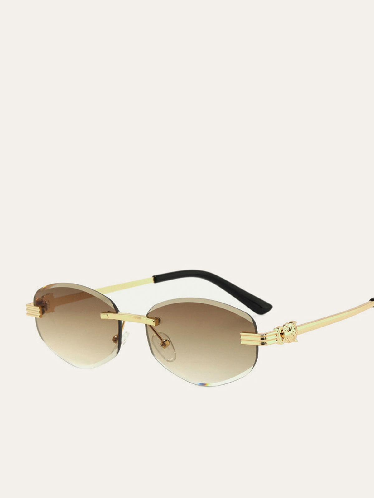 Golden Rimless Gradient Sunglasses for Women UV Protection