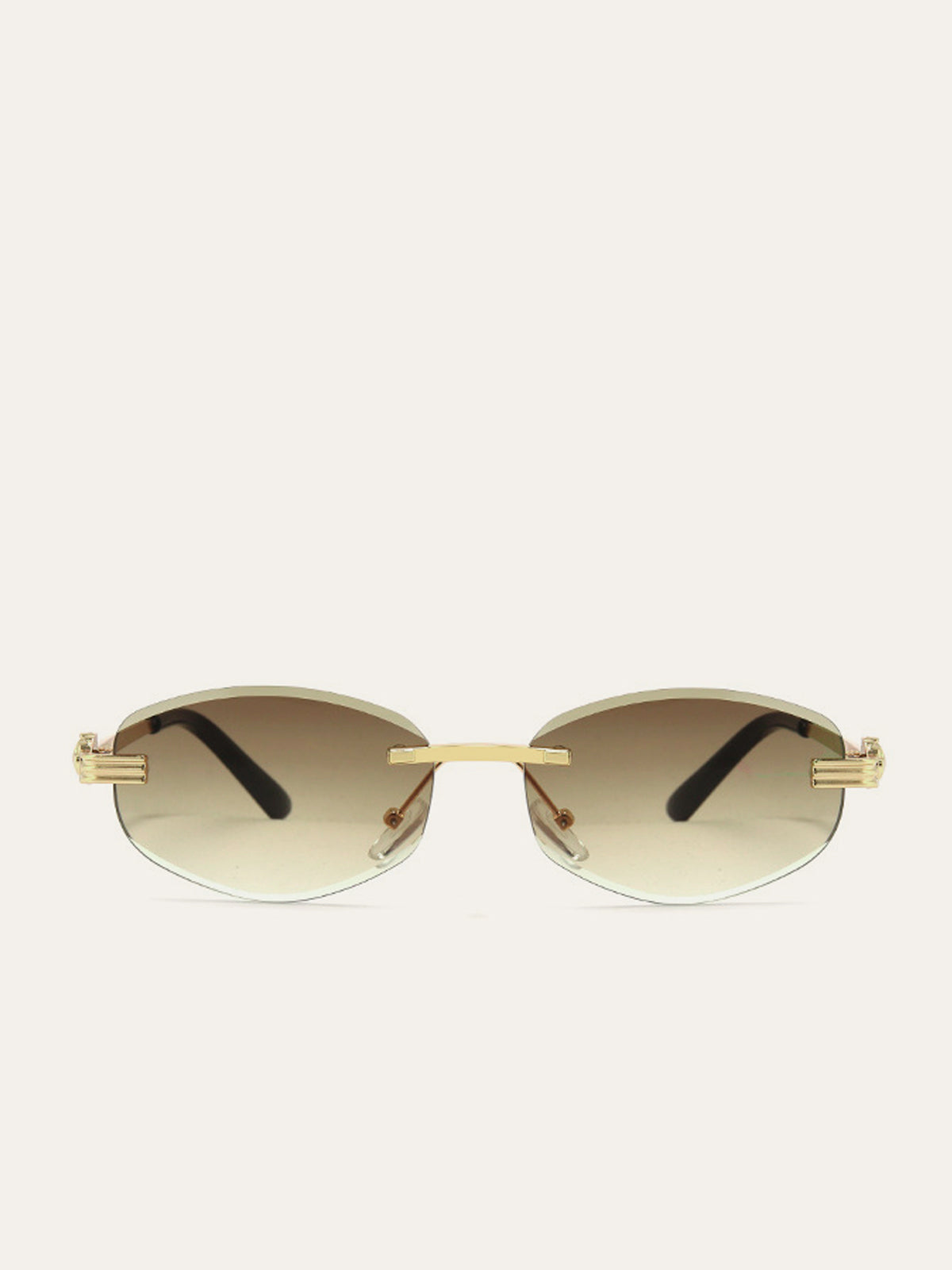 Golden Rimless Gradient Sunglasses for Women UV Protection