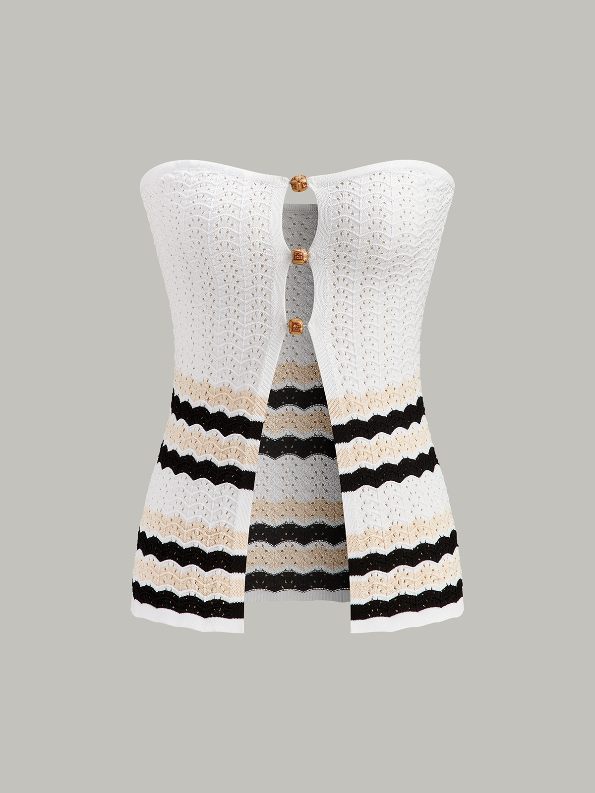Striped Hem Strapless Knit Top for Women Casual Summer