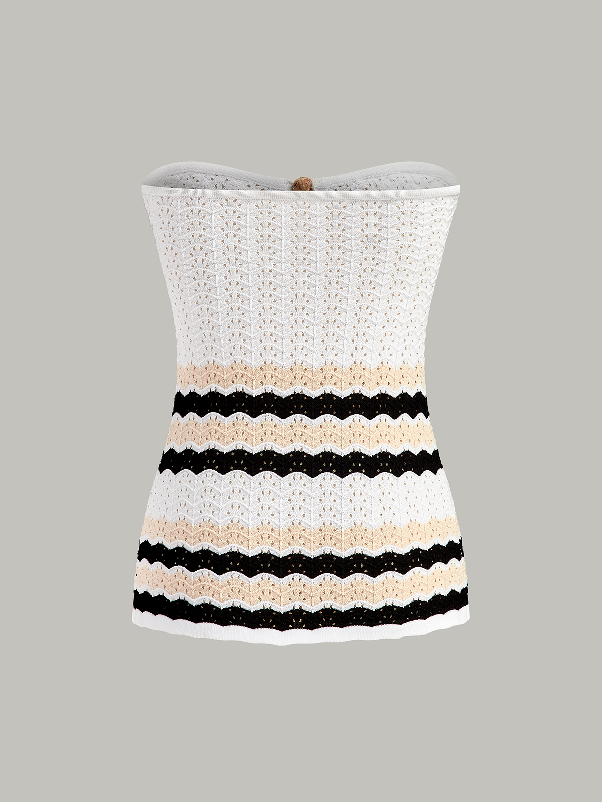 Striped Hem Strapless Knit Top for Women Casual Summer