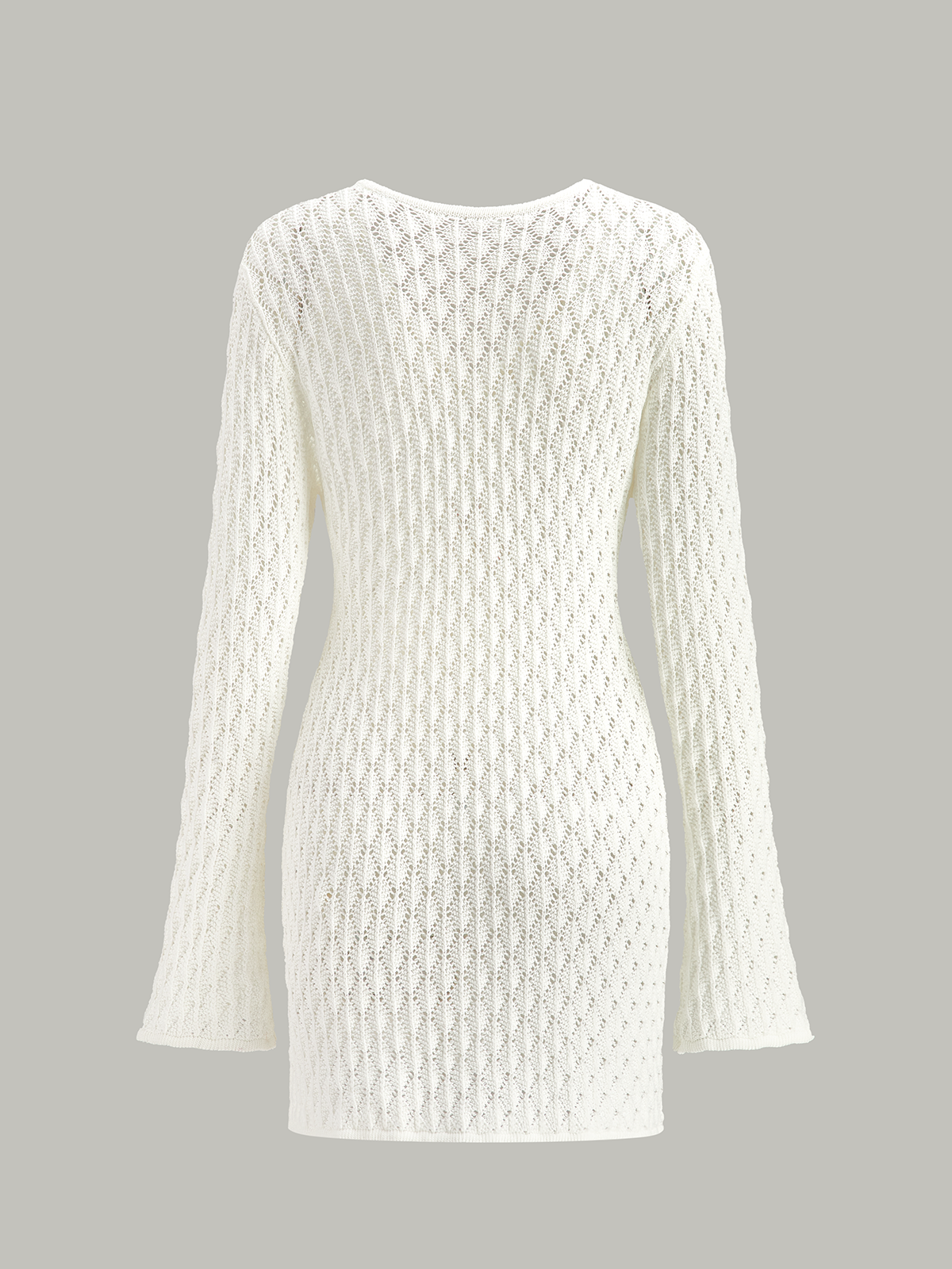 Sheer Knit Sweater Dress with Cut-Out Detail, Trendy Long Sleeve Winter Fashion