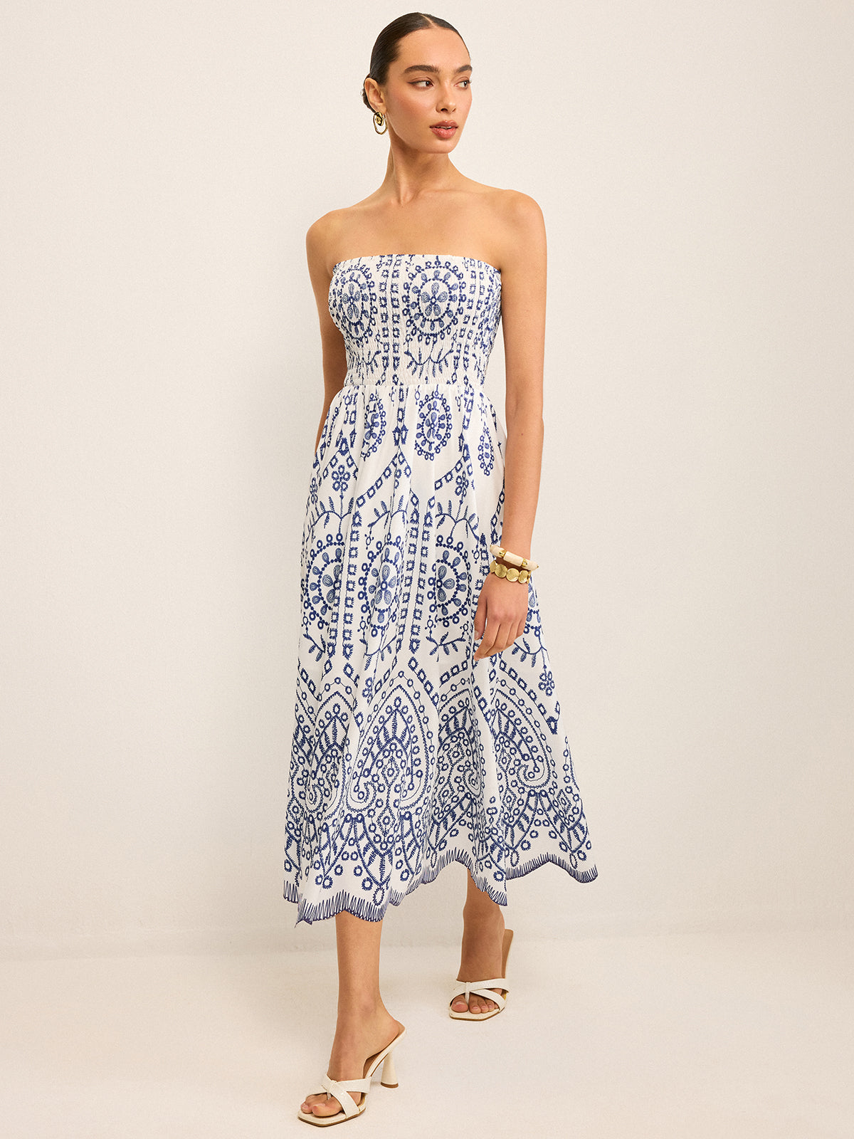 Strapless Boho Maxi Dress for Summer Weddings and Beach Outings