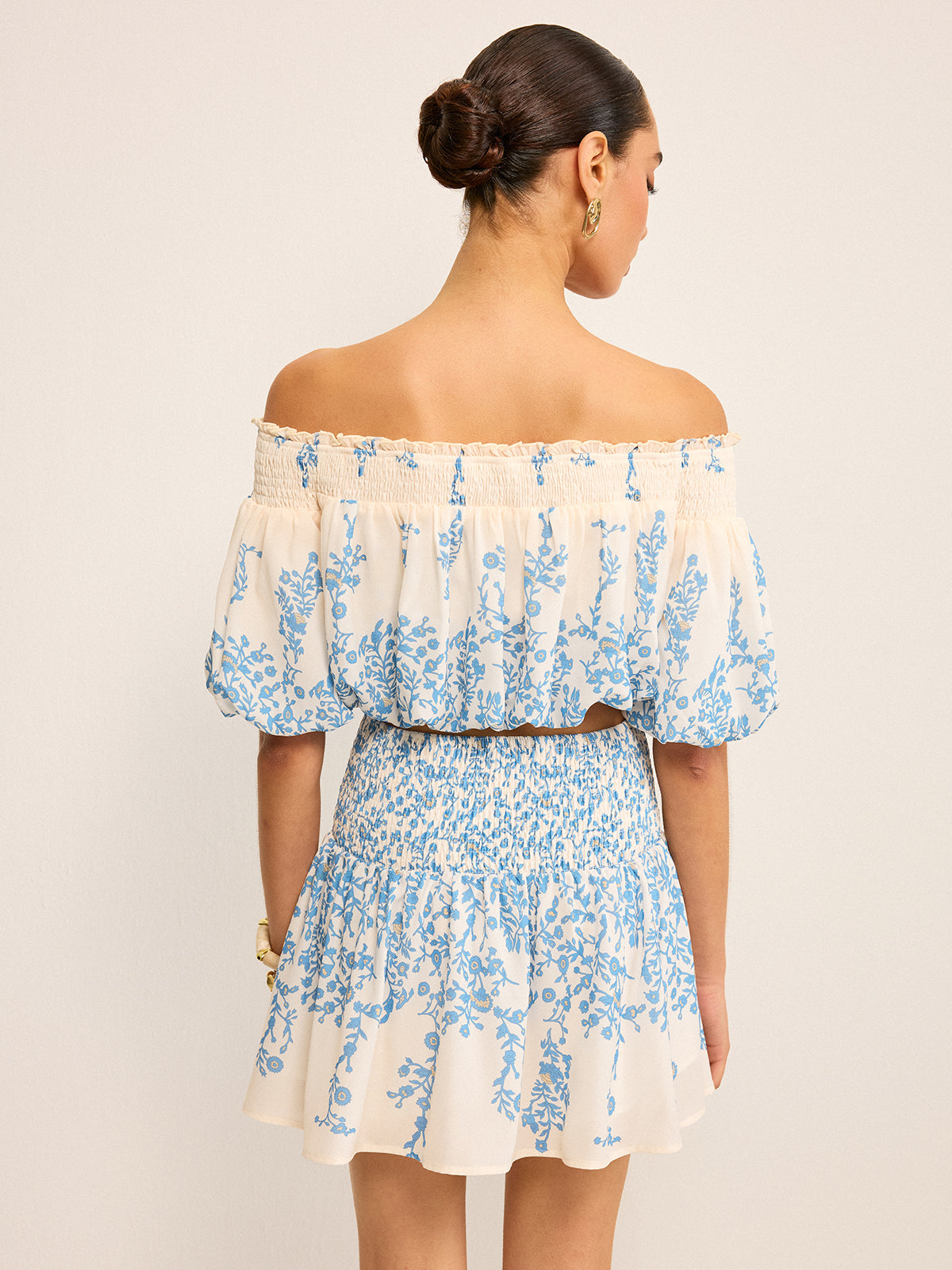Floral Off-Shoulder Crop Top and Cinching Skirt Set for Women Summer