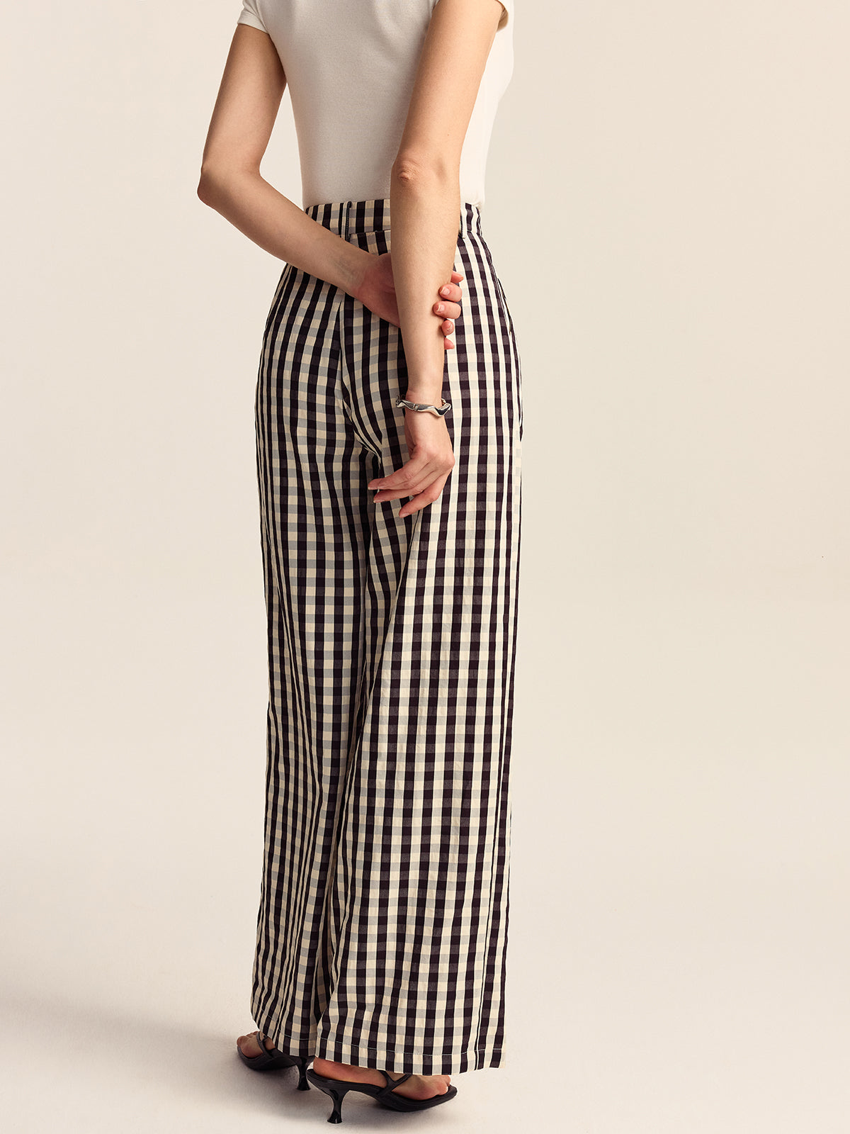Gingham Wide-Leg Pants for Women Spring Collection