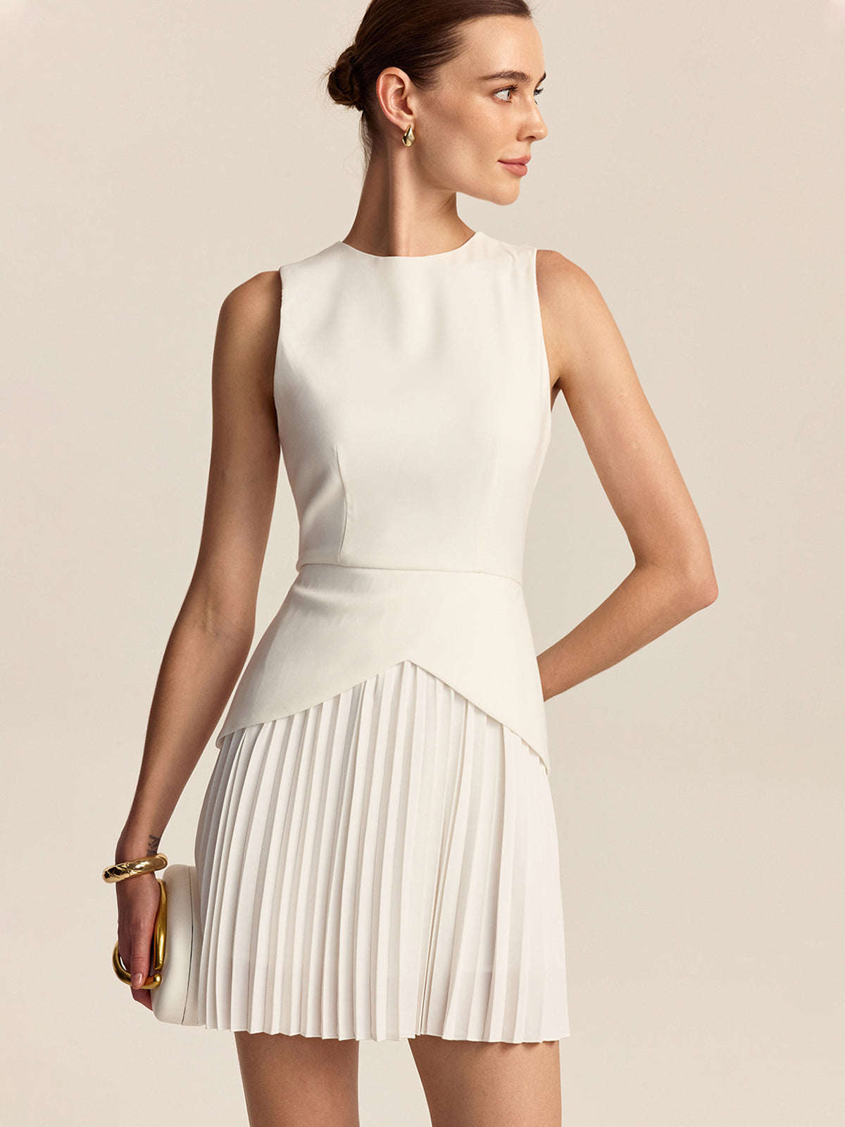 Pleated Hem Mini Dress Flattering Fit Flare Design