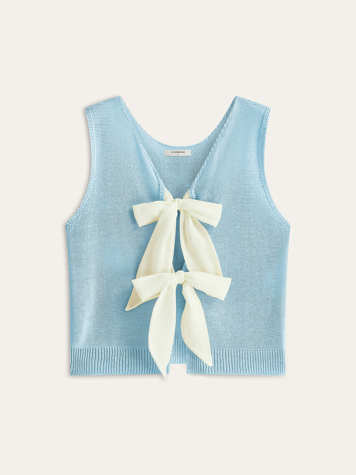 Bow Tie Knit Top Comfort Fit Casual Style Pullover