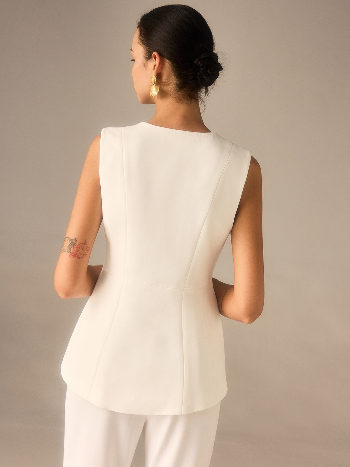 Single Button V-Neck Vest Elegant Layering Fashion Piece