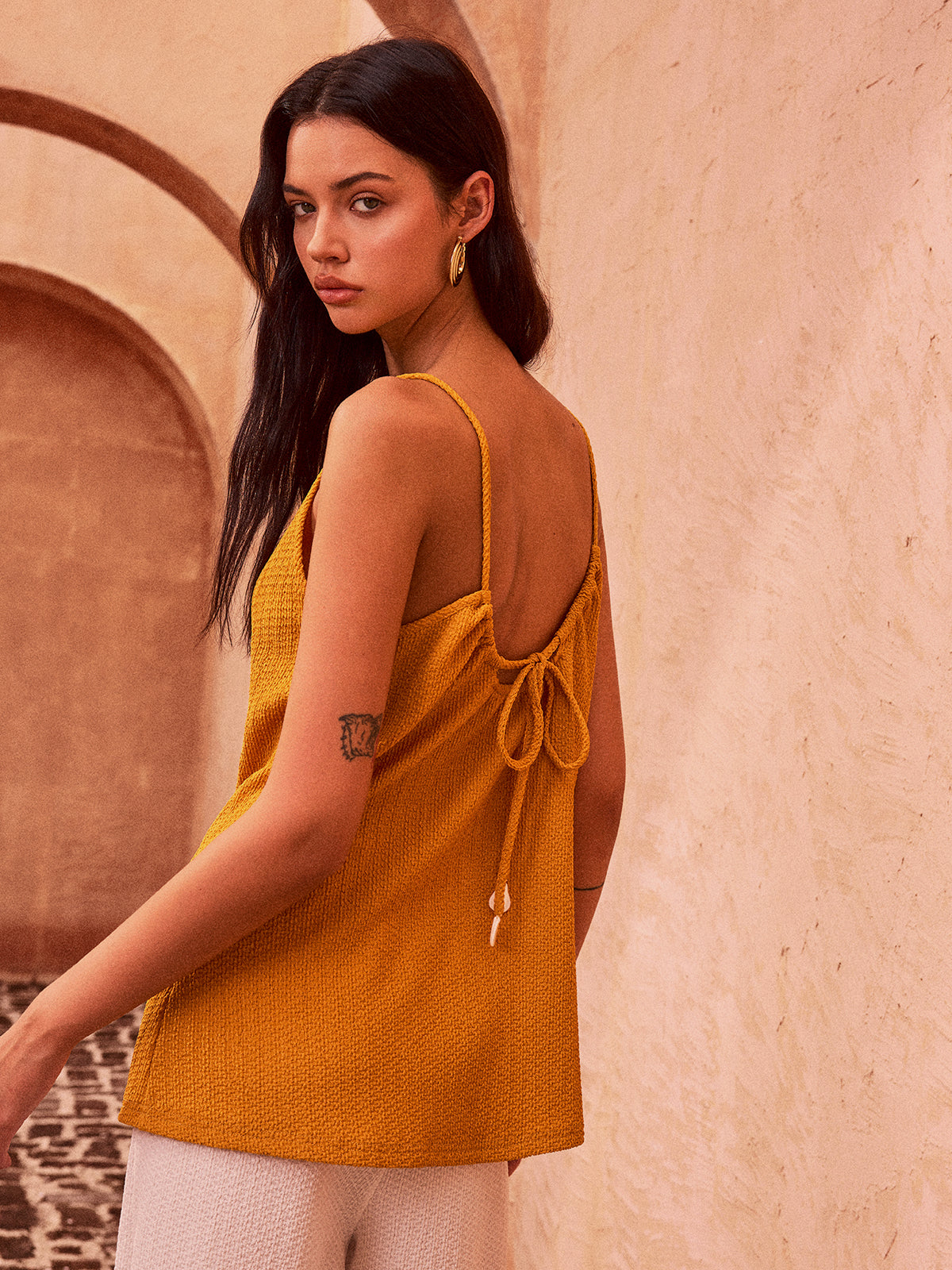 Textured Tie-Back Tank Top for Women Casual Summer Wear