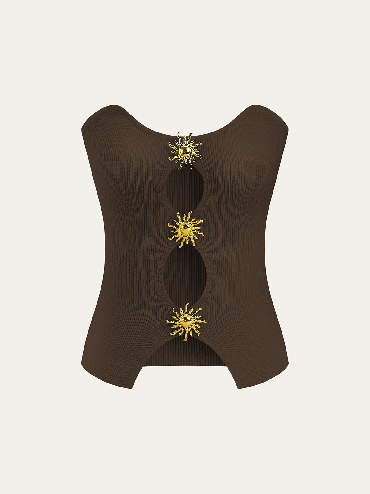 Metal Cut-Out Knit Sweater Vest for Layering and Fashion Styling